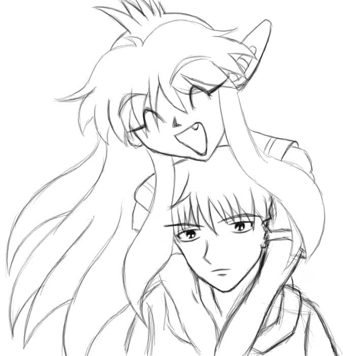 Kyo & NukuNuku
Gah, this turned out to be apalling.

After watching Fruits Basket, I had the image of NukuNuku leaping on Kyo stuck in my head. Being an android, she won't cause him to transform and having the brain of a cat seemed to fit in perfectly~

Unfortunately the picture is complete crap. Kyo's resigned expression is more stoned than anything else. Hopefully, I'll redraw the scene one day...
