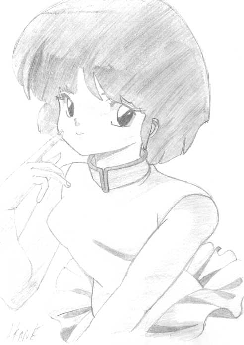 Akane
Another terrible scan due to having drawn too lightly - this time a copy of Akane from Ranma 1/2
