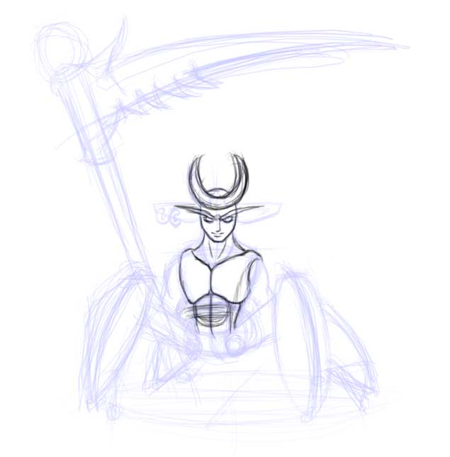 Spider Demon
I thought I'd upload some old, unfinished pictures that have been laying around: A barely started picture of a demon with spider legs.
