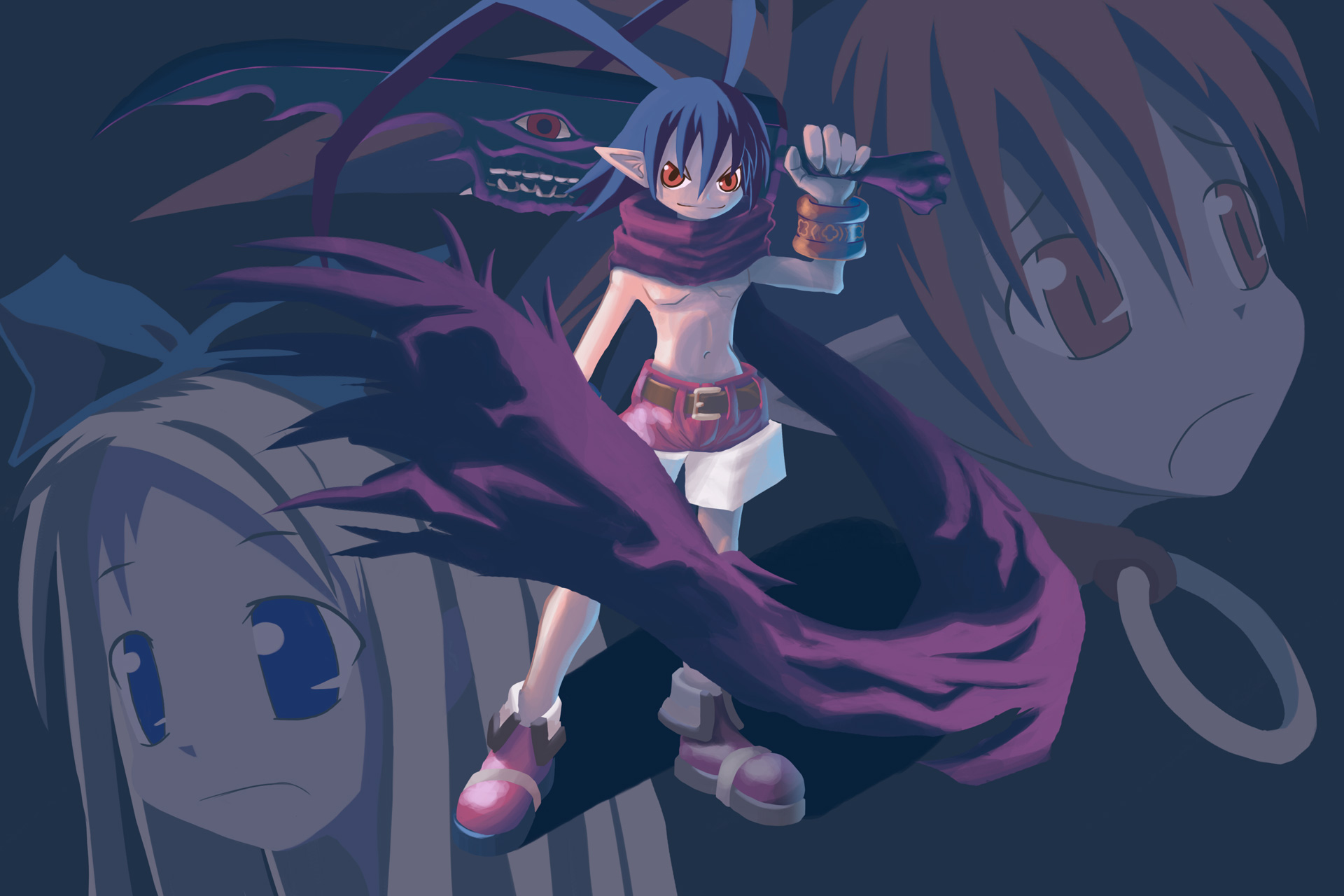 Laharl & Friends
It's been ages since I've drawn anything!
I just started playing Disgaea 2 on the PSP, so I thought I'd draw a picture of Laharl =D

Poor Etna and Flonne - I really should have put more effort into them.
This took about a week to draw - I'm still really slow at drawing XD
Keywords: Disgaea Laharl Etna Flonne