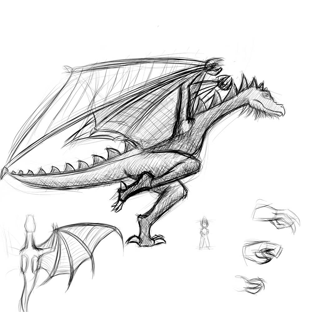 Dragon
Continuing with the lizard theme, a dragon...
Don't ask what I was thinking when I drew its claws... I don't know...
Keywords: Dragon Sketch