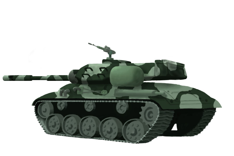 Tank
I thought I'd upload some old, unfinished pictures that have been laying around: This is a really old (15th May 2002) attempt at CGing using a single layer with no outline, so I could see what it was like to 'paint' a picture.

As you can see, I only managed to half finish it before I gave up (it's much harder than using multiple layers)
