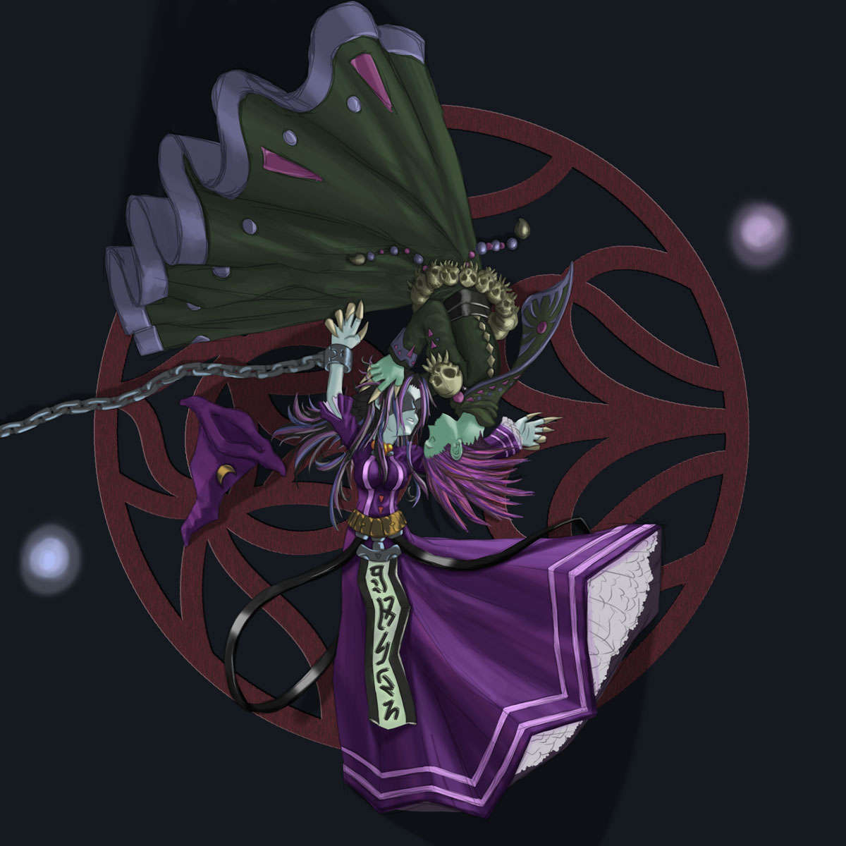 Sinnead and Valentina
2 of Yuri's undead characters from World of Warcraft.
The scene is supposed to be similar to something from Utena.

This ended up taking a week to draw because I'm slow and crap =| In the end, I didn't even bother cleaning up the lines <-- lazy
Keywords: Sinnead Valentina World of Warcraft Undead Scourge Priest Mage Revolutionary Girl Utena