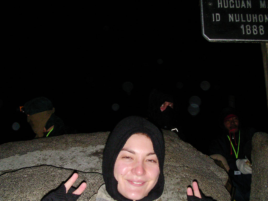 Jo at the summit
We finally reached the summit of Mt Kinabalu at 5:30am

